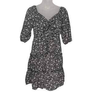 L Love Medium Tiered Boho Lightweight Sinched Bust Peasant Dress Fairycore